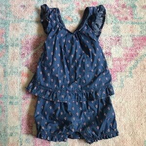 Baby Gap Chambray Floral Print Romper